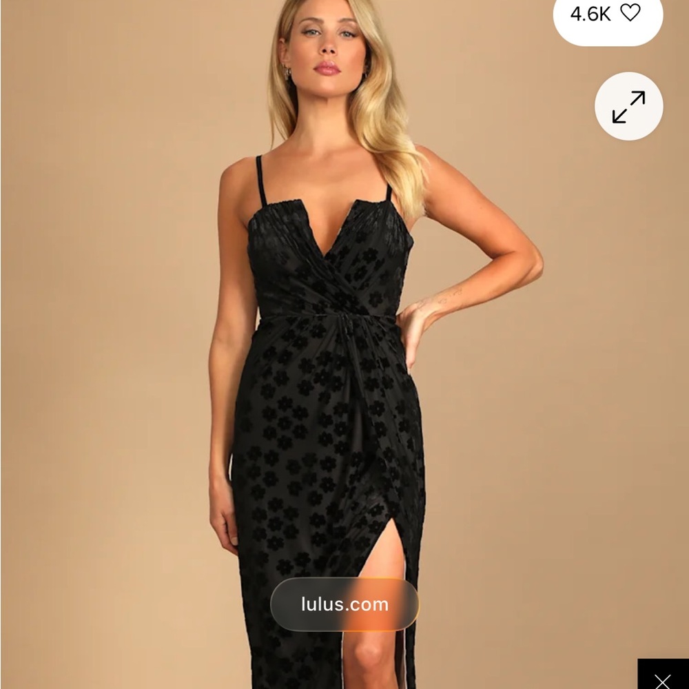 Lulu's Black Floral Midi Dress